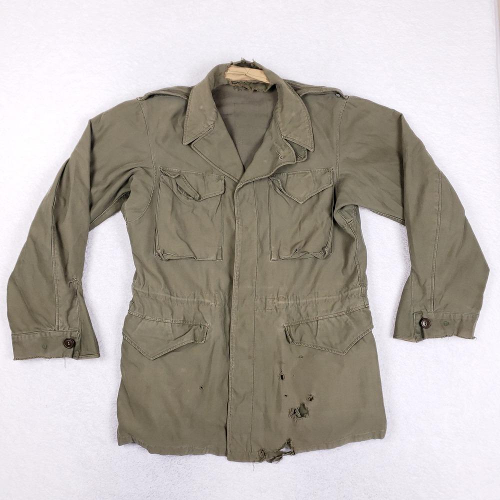 Vintage US Military M-1943 Field Jacket Mens M Olive Drab Cotton M43 WW2 Coat